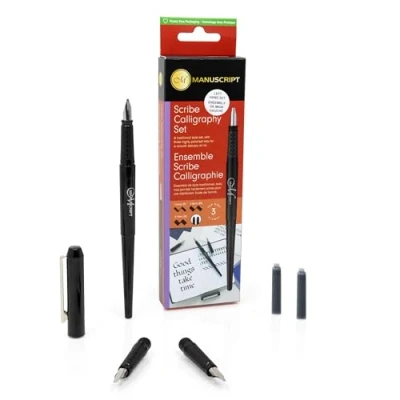 Image of MANUSCRIPT Scribe Calligraphy Writing Pen Set Traditional with 3 Highly Polished Nibs for Smooth Delivery of Ink (Left Handed)