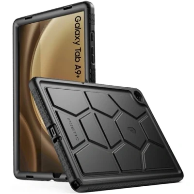 Image of Poetic TurtleSkin Case Compatible with Galaxy Tab A9 Plus + 11 inch 2023, Heavy Duty Shockproof Rugged Kids Friendly Drop Protection Silicone Cover Case, Black