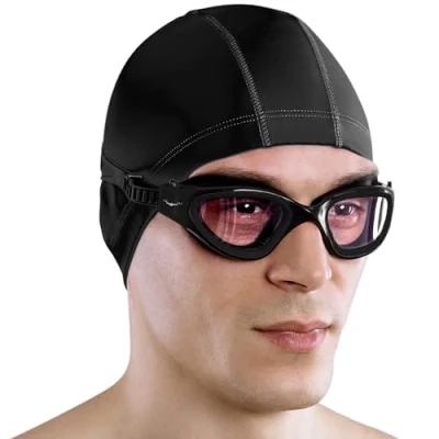 Image of AqtivAqua Swimming Goggles Adult and Kids 6 14 Men Women Swim Childrens Boys Girls DX C (Clear Lenses All Black Frame)