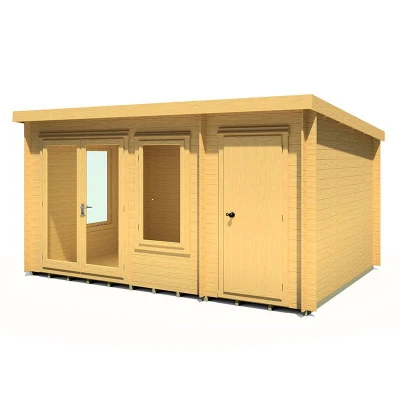 Image of Shire Elm 4.2m x 3m Log Cabin with Side Shed (19mm)