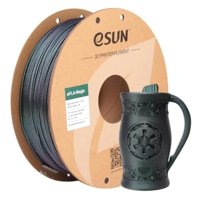 Image of eSUN Dual Color PLA Filament 1.75mm, ePLA Magic Glitter 3D Printer Filament, Dimensional Accuracy +/ 0.05mm, 1KG Spool (2.2 LBS) for Printers, Dark Twinkling Green