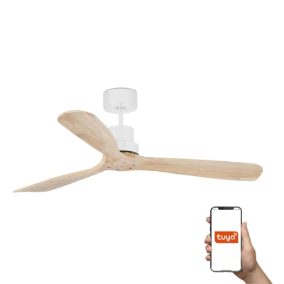 Image of Lantau Large 3 Blade Matt White, Pine Tuya Smart System
