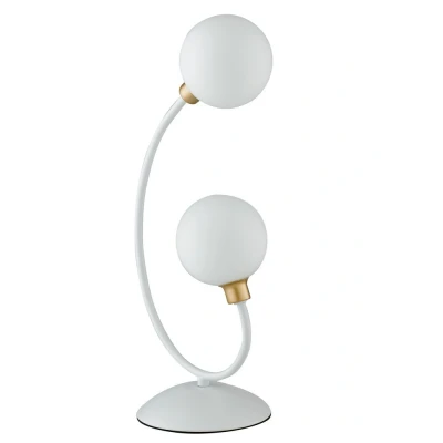 Image of Aida Twin Globe Table Lamp, White, Gold, G9