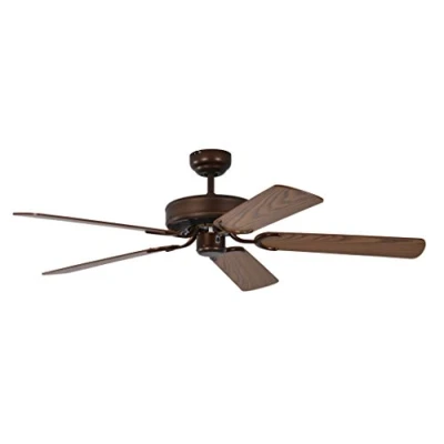 Image of Potkuri 52 inch / 132 cm Ceiling Fan without Lights in Aged Bronze with Pull Cord and Blades Oak