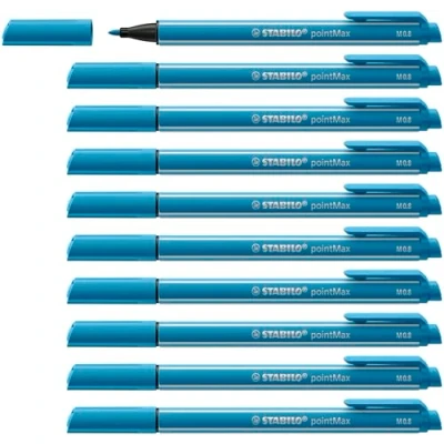 Image of Nylon Tip Writing Pen STABILO pointMax Box of 10 Azure