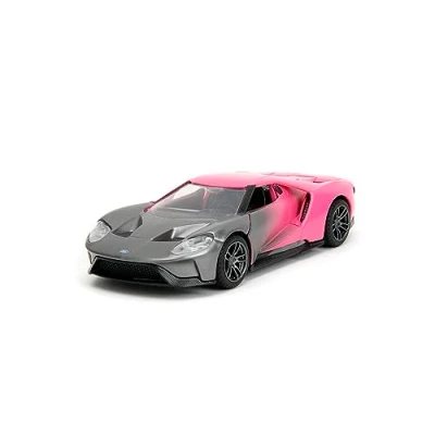 Image of Pink Slips 1:32 W2 2017 Ford GT Die Cast Car, Toys for Kids and Adults (Silver/Pink)