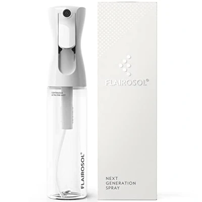 Image of FLAIROSOL, The Original, Spray Bottle, Continuous Mister for Hair and Beauty, Home care 1,001 uses. Trusted by Professionals. Patented Technology. 300ml, Clear Black Print
