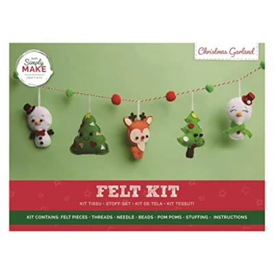 Image of Simply Make Felt Christmas Garland Making Craft Kit, Hanging Decoration, Ideal for Adults and Teenagers, Will Add Cute Accents to Festive Home Decor, Makes A Perfect Gift