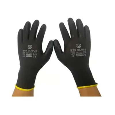 Image of Londonow Black Polyester Liner PU Palm Coated Safety Gloves 10 pairs (X Large)