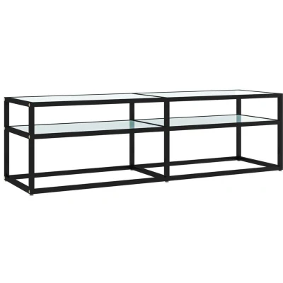 Image of vidaXL TV Cabinet White Marble 140x40x40.5 cm Tempered Glass