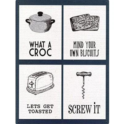 Image of Red Hot Lemon What a Croc Mix Metal Wall Sign, Hessian