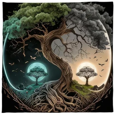 Image of Tree of Life Tablecloth Tarot Card Altar Cloth Astrology Divination Square Tapestry Home Decor Spiritual Deck