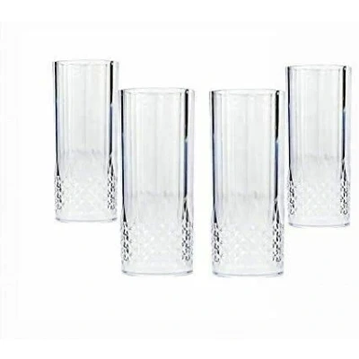 Image of Faboer 6 x VINTAGE CLEAR CRYSTAL EFFECT PLASTIC GLASSES DRINKING PICNIC GARDEN ACRYLIC (Highball Glasses)