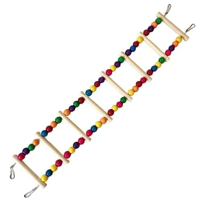 Image of Parrot Climbing Ladder Toy Bird Wooden Bridge Swing Hanging