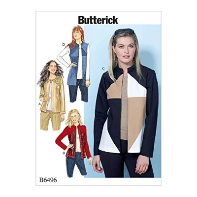 Image of Butterick Patterns 6496 E5,Misses Jacket and Vest,Sizes 14 22, Tissue, Multi Colour, 17 x 0.5 22 cm