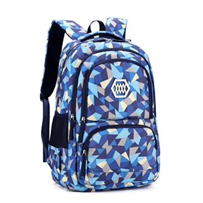 Image of Geometric Print Backpack for Boys Middle School Elementary Bookbags Ages 9 10 12