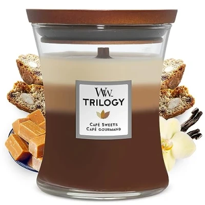 Image of WoodWick Scented Candle Medium Trilogy Café Sweets 11 cm / ø 10