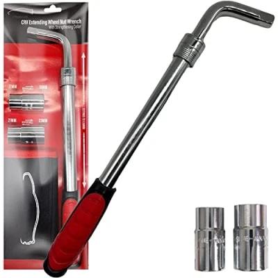 Image of Xtremeauto Heavy Duty Car Wheel Wrench Brace for Car, Telescopic Lug Nut Tyre Wrench, Reversable 17mm, 19mm, 21mm &amp; 23mm Sockets to Suit All Cars Nuts, with Carry Bag