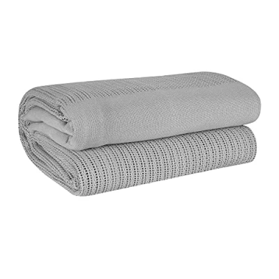 Image of EHC 100% Cotton Soft Hand Woven Lightweight Adult Cellular Blanket, King Size, 230 x 250cm Smoke