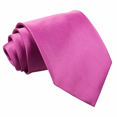 Image of DQT Plain Glossy Satin Polyester Wedding Classic Neck Tie for Men in Mulberry
