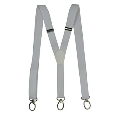 Image of Olata Y Shape Skinny Style Unisex Braces/Suspenders with Carabiner Clips 2.5cm. White