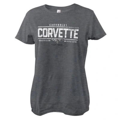 Image of Chevrolet Officially Licensed Corvette American Muscles Women T Shirt (Dark Heather), Medium