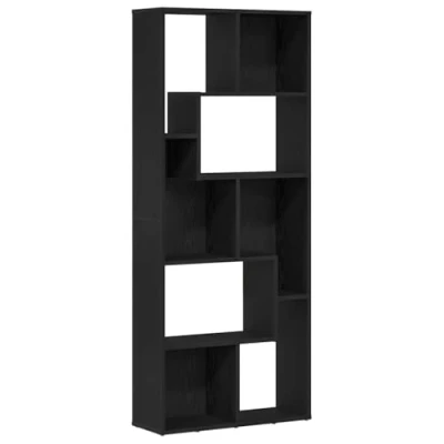 Image of vidaXL Bookcase Black Oak Modern Engineered Wood Bookshelf for Living Room/Office 67x24x161 cm