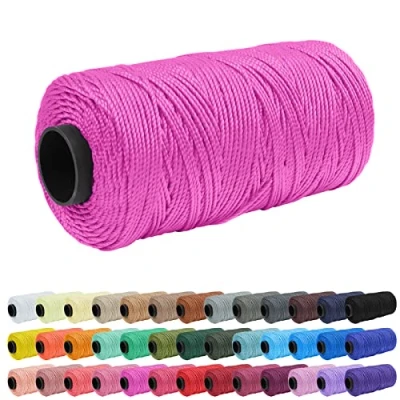 Image of Uiopa Polypropylene Macrame Cord 1.5mm x 200m, 3 Strand Twisted String Crochet Yarn for Bag, Knitting, DIY Projects, Rose Red Craft