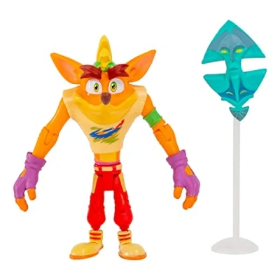 Image of BANDAI Crash Bandicoot Action Figures Retro With Mask 11cm Toy And Stand Accessories Green,purple,red