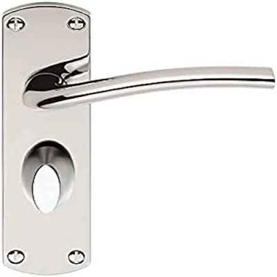 Image of Serozzetta Liddel Door Handles on Back Plate Bathroom (57mm c/c) Polished Chrome