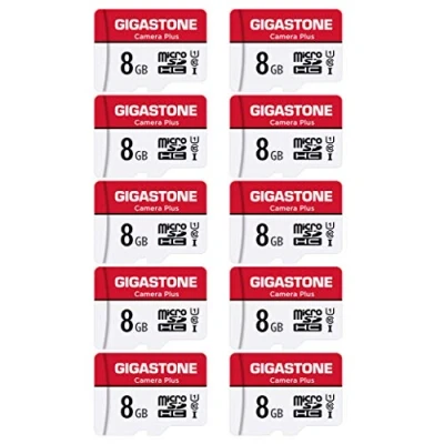 Image of Gigastone 8GB 10 Pack Micro SD Card, Camera Plus, Nintendo Switch Compatible, High Speed 90MB/s, Full HD Video Recording, SDHC UHS I A1 Class