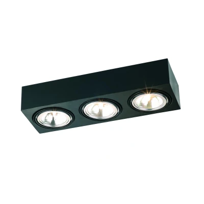 Image of Rodos Triple Surface Mounted Downlight Black Structure