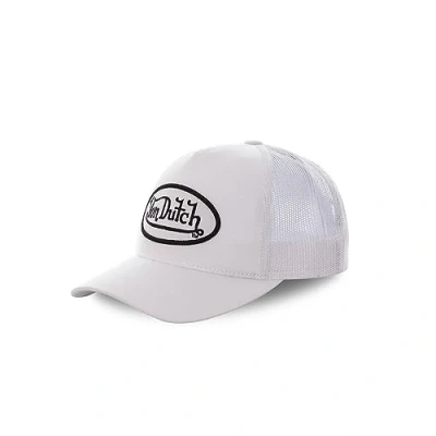 Image of Von Dutch Men&#039;s Trendy Baseball Trucker Cap with Black Logo White One size