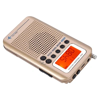 Image of Garsent Portable Radio, Aircraft Band Radio Receiver VHF Full Recorder Pocket Travel Transistor Stereo Receiver.(Gold)
