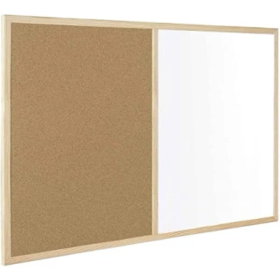 Image of KAV white board and cork (2 in 1) with wooden frame Notice boards wall mounted &amp; Dry Erase Office Memo School home (300x 400)