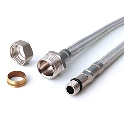 Image of Xcel Home™ 2 x (Pair of) 600mm M12 (12mm) 15mm Compression Flexi Tap Connectors DIY Boilers/Kitchen Sink &amp; Bathroom Basin Monobloc Flexible Replacement Pipes