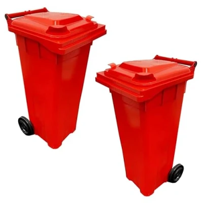 Image of STAR SUPPLIES 140 Litre Red Outdoor Rubbish Waste Trash Compact Council Recycling Wheelie Bin With Lid &amp; Wheels