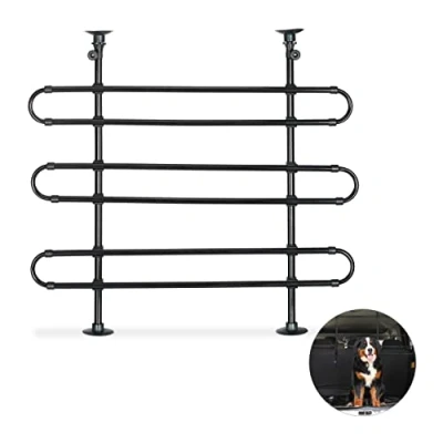 Image of Relaxdays Dog Guard for Cars, to Clamp, Universal Safety Barrier, Adjustable Height &amp; Width, Black