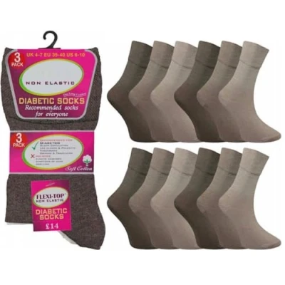 Image of OnlyBee 6 Pairs of Womens Diabetic Non Binding Soft Loose Top Socks