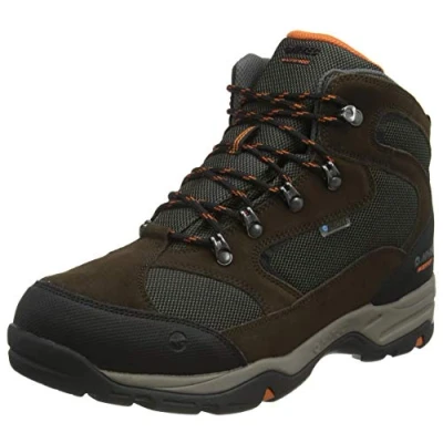 Image of Hi Tec Men&#039;s Storm WP Wide Walking Shoe, DK Chocolate/DK Taupe/Burnt Orange, 11 UK