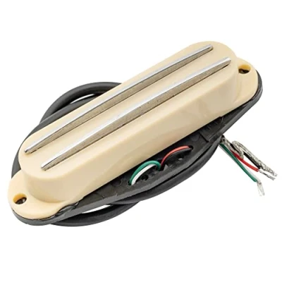 Image of Musiclily Dual Hot Rail High Output Guitar Single Coil Sized Humbucker Pickups for Fender Squier Strat, Cream
