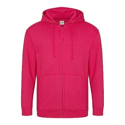 Image of AWDis Just Hoods Men&#039;s Zoodie Hoodie, Pink (Hot Pink), Large