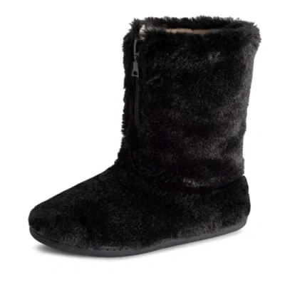 Image of DUNLOP Ladies Bootie Slippers Soft Warm Cosy Faux Fur Lined Sparkly Winter Ankle Boots (Black Z, UK Footwear Size System, Adult, Women, Numeric, Medium, 4)