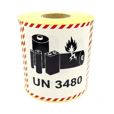 Image of MD Labels 500 Dangerous Goods UN 3480 100 x mm Contains Lithium Ion Batteries Transport Sticker Battery