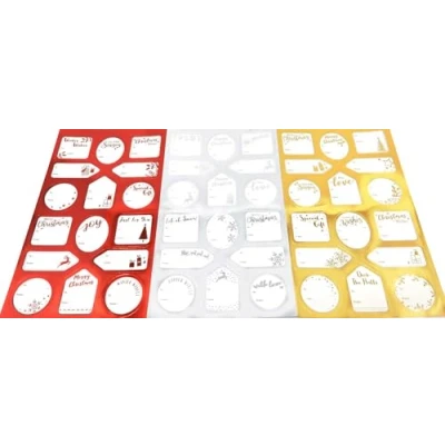 Image of 144 Christmas Foil Gift Labels Red, Gold &amp; Silver Stickers