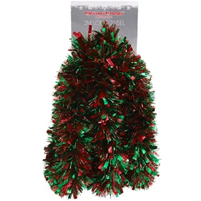 Image of Christmas Concepts® 3m / 9.8ft Chunky/Fine Tinsel Decoration (Red &amp; Green)