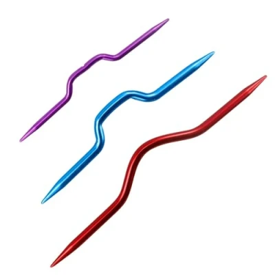 Image of 3Pcs Knitting Cable Needle Crooked Twist Curved Hand Knit Needles Crochet Hooks Aluminum Stitch Holders (Random Color)
