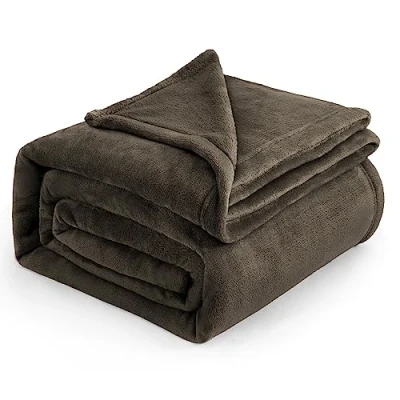 Image of Bedsure Fleece Blanket Queen Size Versatile for Bed Fluffy Soft Large Throw, Brown, 220x240cm