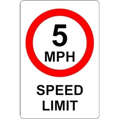 Image of 5 MPH Speed Limit Safety sign 3mm Aluminium 400mm x 300mm Case (Pack of 5)