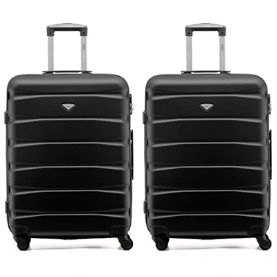 Image of Flight Knight Set of 2 Premium Suitcases Extra Stong Lightweight Luggage Hardcase with 4 Wheels &amp; Built in Lock (Set M+M)
